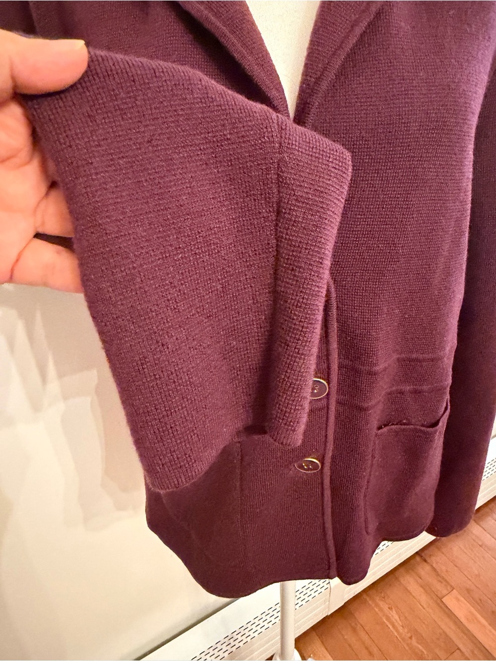 Talbots Plum Burgundy Textured Knit Blazer Jacket Size L - Picture 7 of 11